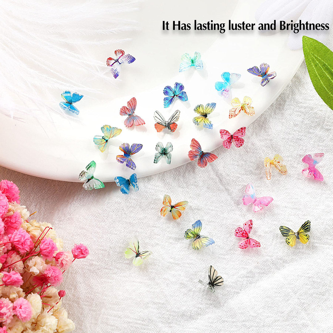 3D Acrylic Butterfly Nail Charms, 120 Pcs Summer Butterfly Nail Glitter Sets Spring Butterflies Nail Charms for Nail Art Decoration DIY Resin Manicure Crafts Design
