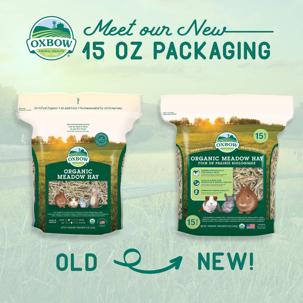Animal Health Organic Meadow Rabbit Hay, Guinea Pig Hay, Small Pet Bunny Supplies, All Natural Grass for Guinea Pig, Bunny, Chinchilla & Hamster, Rabbit Supplies for Bunnies, 15 oz bag