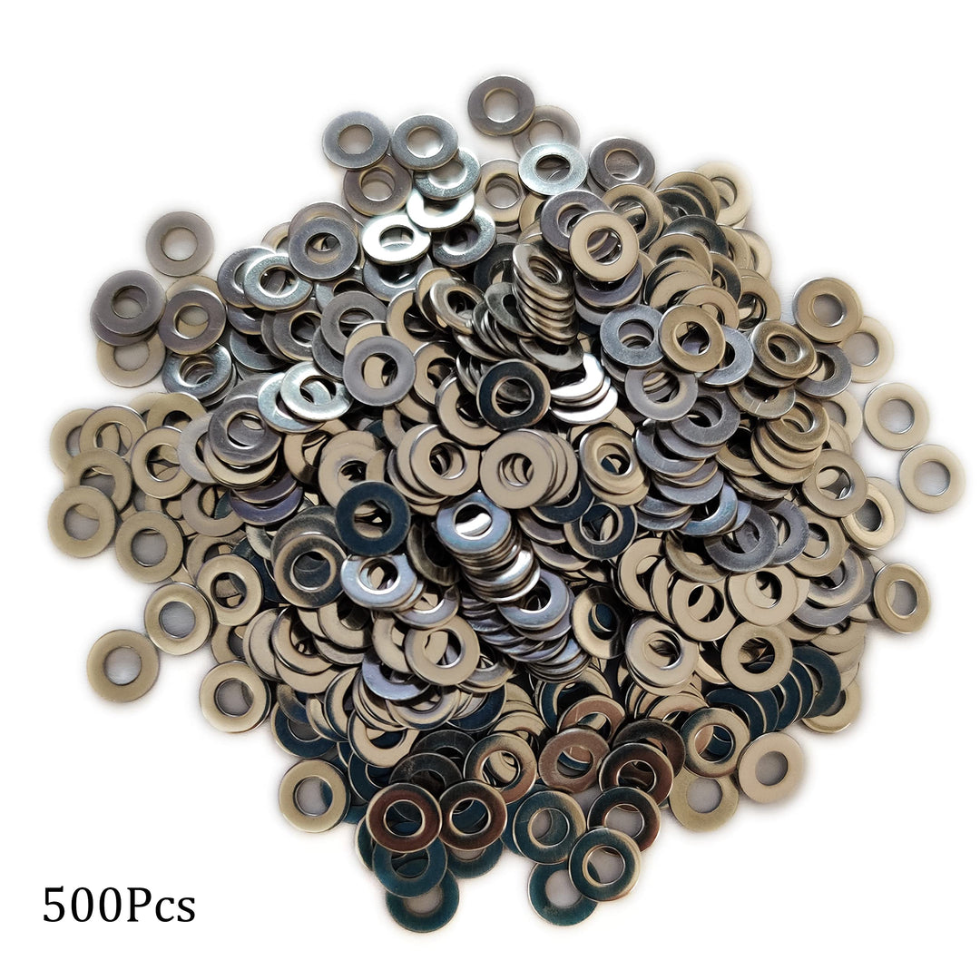 M3 Flat Washer, 304 Stainless Steel, 3mm ID, 7mm OD, 0.5mm Thickness, Plain Finish, for Bolt and Screw (Pack of 500)