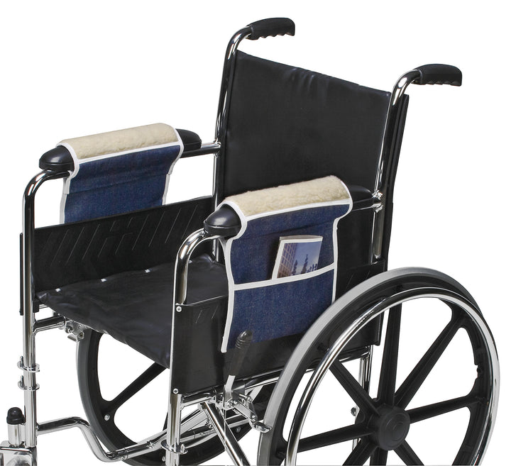 Wheelchair Arm Pads, Wheelchair Armrest Pouch, Wheelchair Arm Pouch, Denim, Pair of 2