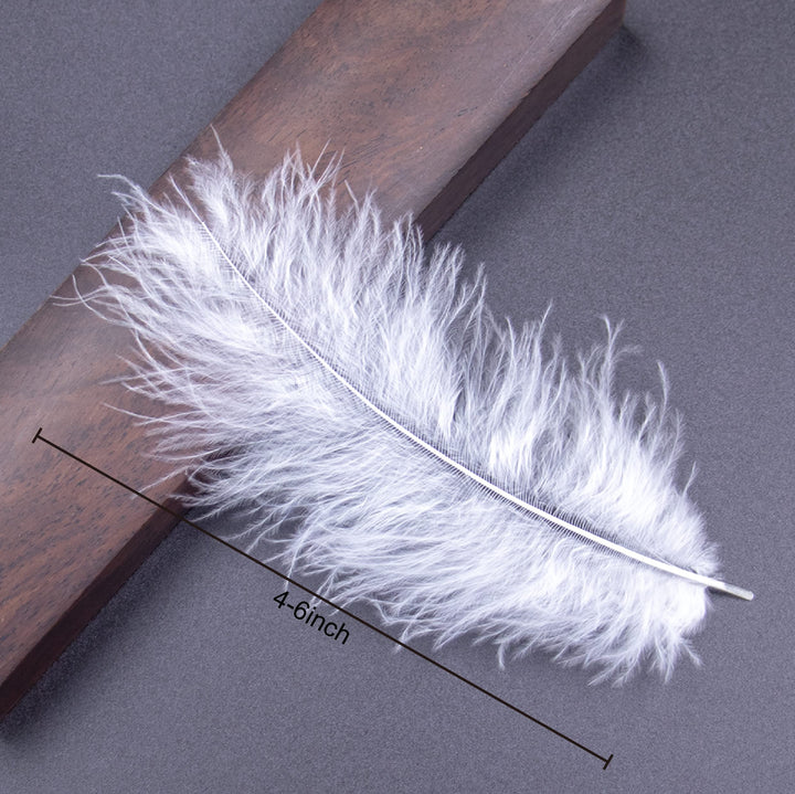 200pcs 4-6 Inches Fluffy Turkey Marabou White Feathers for Crafts Dreamcatcher Fringe Trim Colored Feathers Accessories Pack