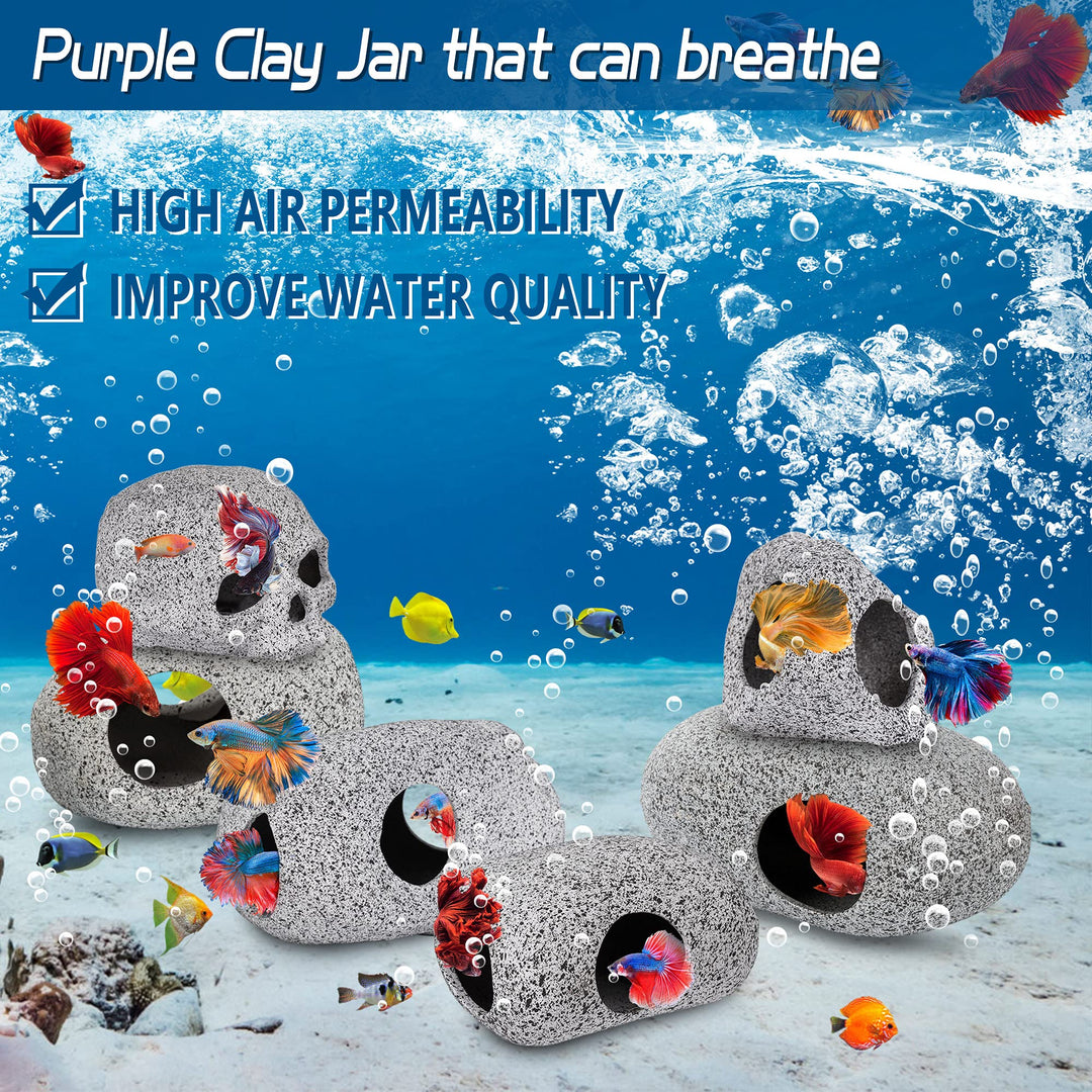 Aquarium Decorations Cave Betta Fish Tank Accessories Rock Cave Decor for Shrimp Cichlid Hiding Breeding Small Fish Bowl Hide Decoration Betta Toys Hideout Stones House(Small)