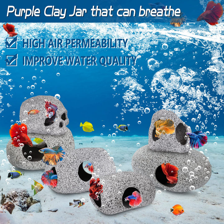 Aquarium Decorations Cave Betta Fish Tank Accessories Rock Cave Decor for Shrimp Cichlid Hiding Breeding Small Fish Bowl Hide Decoration Betta Toys Hideout Stones House(Small)