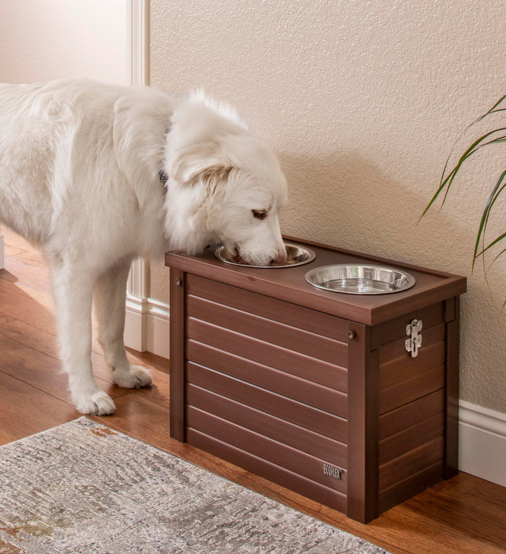 ® ECOFLEX® Elevated Dog Feeder with 2 Stainless Steel Bowls and Sliding Lid Storage Bin