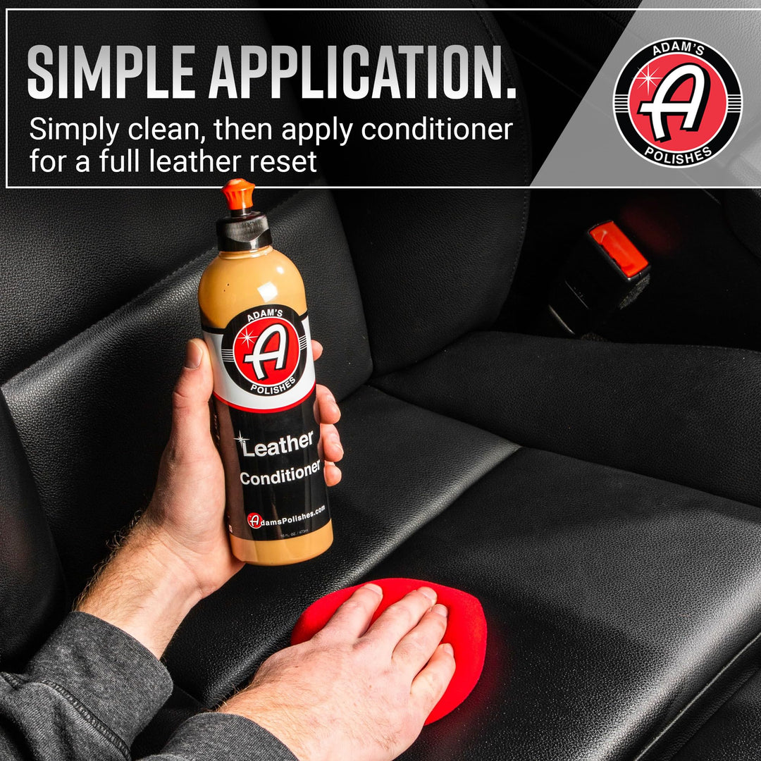 Adam's Polishes Leather Care Kit - Leather Cleaner & Leather Conditioner Car Cleaning Supplies | UV Protection for Interior Accessories Steering Wheel Seat Dash Vinyl Shoe Polish Jacket
