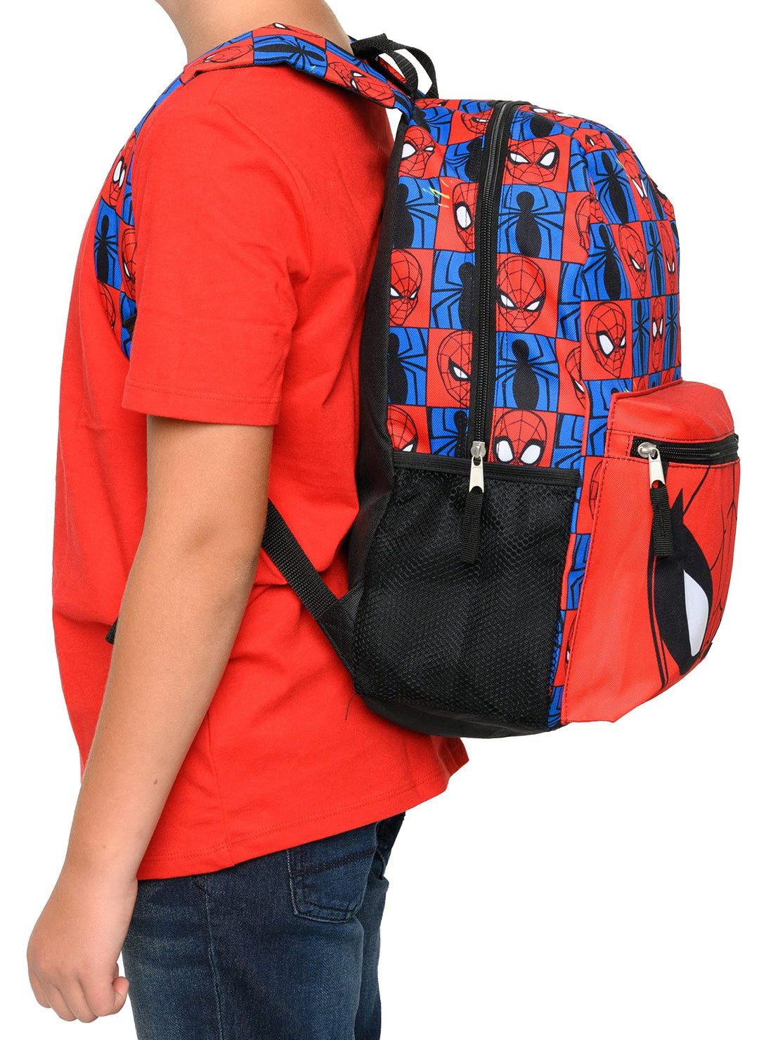 Spider-Man 16 Backpack Cargo Bag All Over Print Side Mesh Pockets Red