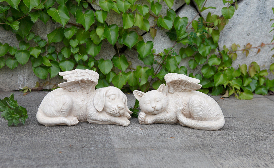 11145 Sleeping Angel Cat with Wings Garden Statue, 9.75 x 5