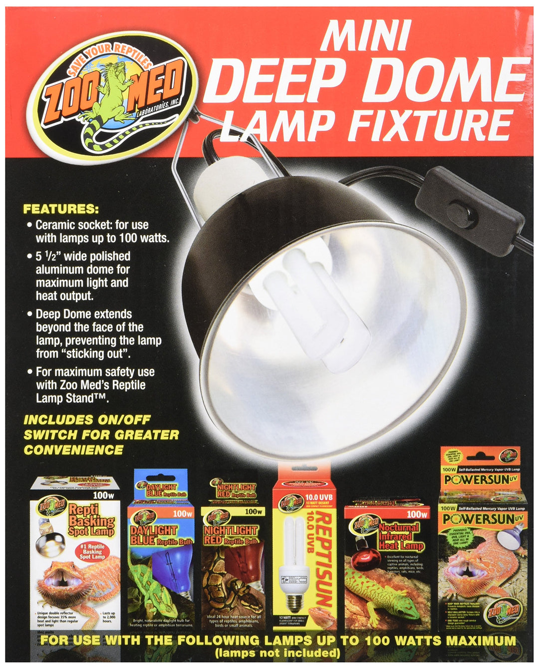 Mini Deep Dome Lamp Fixture with 5.5-Inch Dome, Black