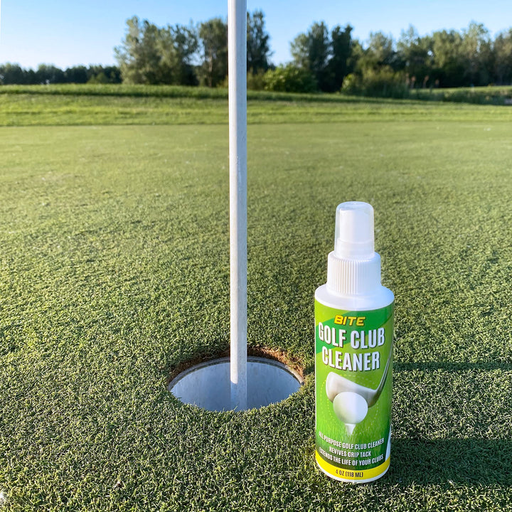 Bite Golf Club and Grip Cleaner | Keeps Clubs, Irons, and Drivers Clean | Use With Cloth, Brush, or Bottle Brush Refill | Restore Grip Tack