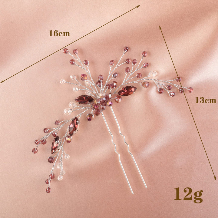 Purple Silver Hair Piece for Wedding Brides Women Bohemia Handmade Crystal Hair Accessory (Purple)