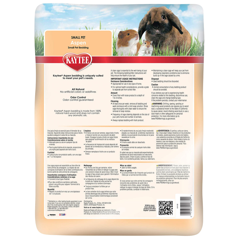 Aspen Small Animal Pet Bedding For Pet Guinea Pigs, Rabbits, Hamsters, Gerbils, and Chinchillas, 52.4 Liters