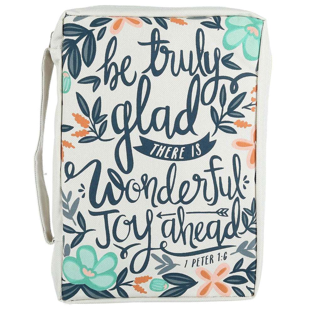 B2216 Faithworks-French Press Mornings Canvas Bible Cover, 7 x 10-Inch, Be Truly Glad