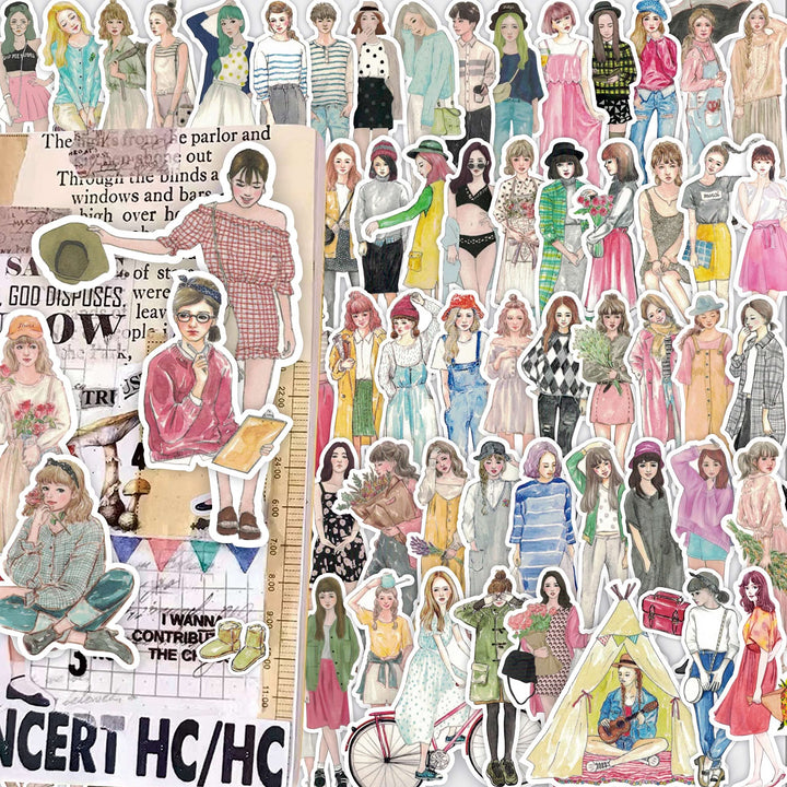 108Pcs Sweetheart Boys & Girls Fashion Stickers, Kawaii People Stickers, Friends Stickers for Scrapbooking for Collage Art, Journaling Supplies, Planners, Album Decoration,DIY Crafts Supplies