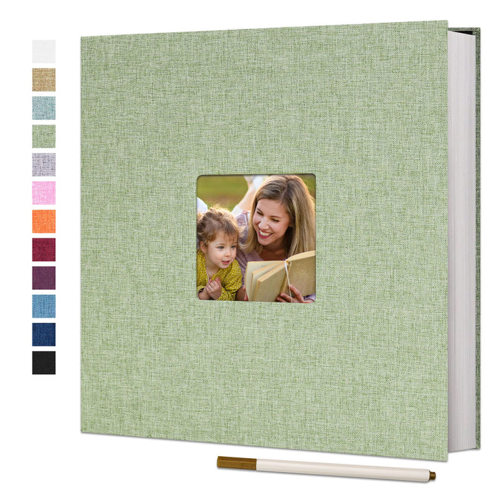 Large Photo Album Self Adhesive for 4x6 8x10 10x12 Pictures Linen Scrapbook Album DIY 40 Blank Pages with A Metallic Pen