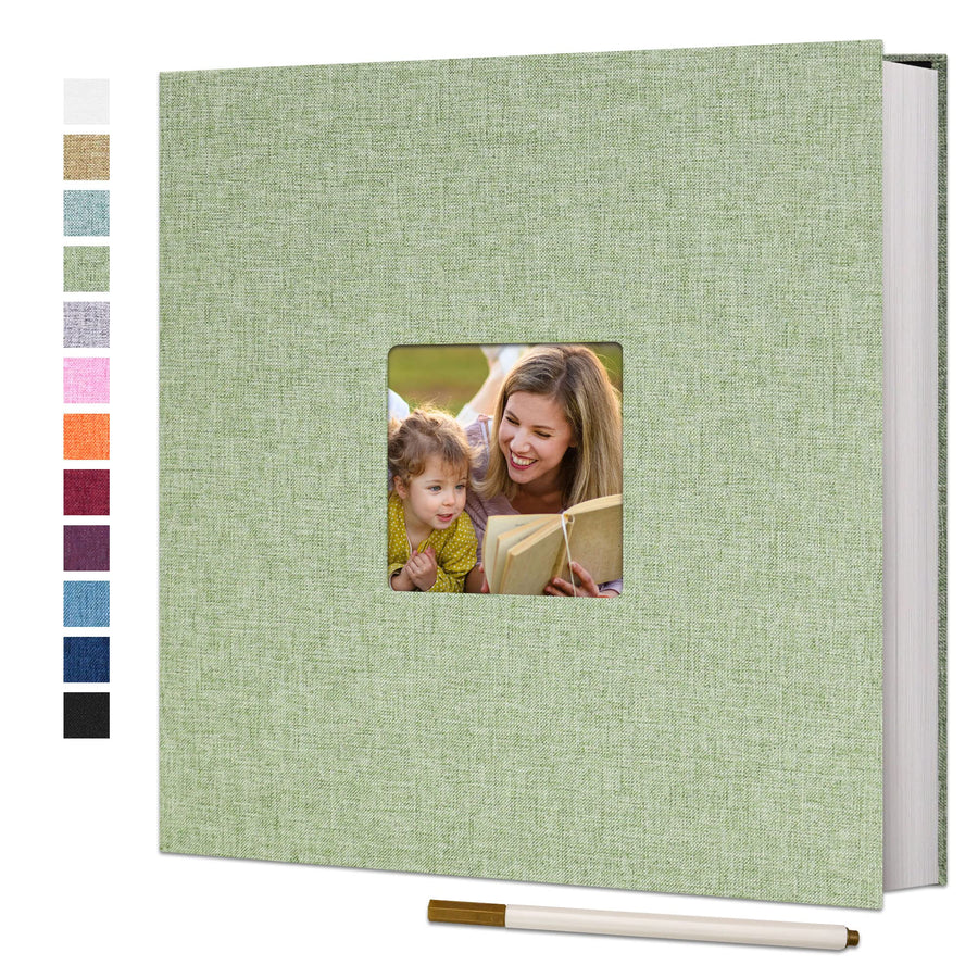 Large Photo Album Self Adhesive for 4x6 8x10 10x12 Pictures Linen Scrapbook Album DIY 40 Blank Pages with A Metallic Pen