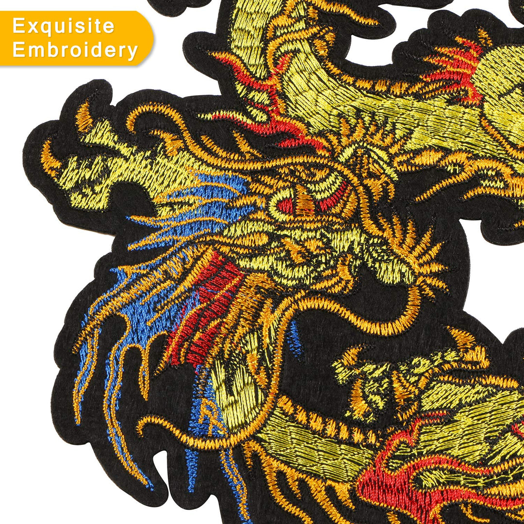 Kissbuty Gold Dragon Patch Embroidered Applique Patch Chinese Dragon Sew on or Iron on Patches for DIY Chinese Dragon Costume, Jeans, Jackets, Clothing, Bags