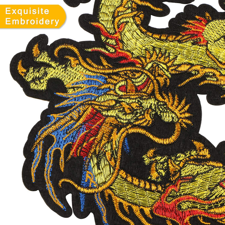 Kissbuty Gold Dragon Patch Embroidered Applique Patch Chinese Dragon Sew on or Iron on Patches for DIY Chinese Dragon Costume, Jeans, Jackets, Clothing, Bags