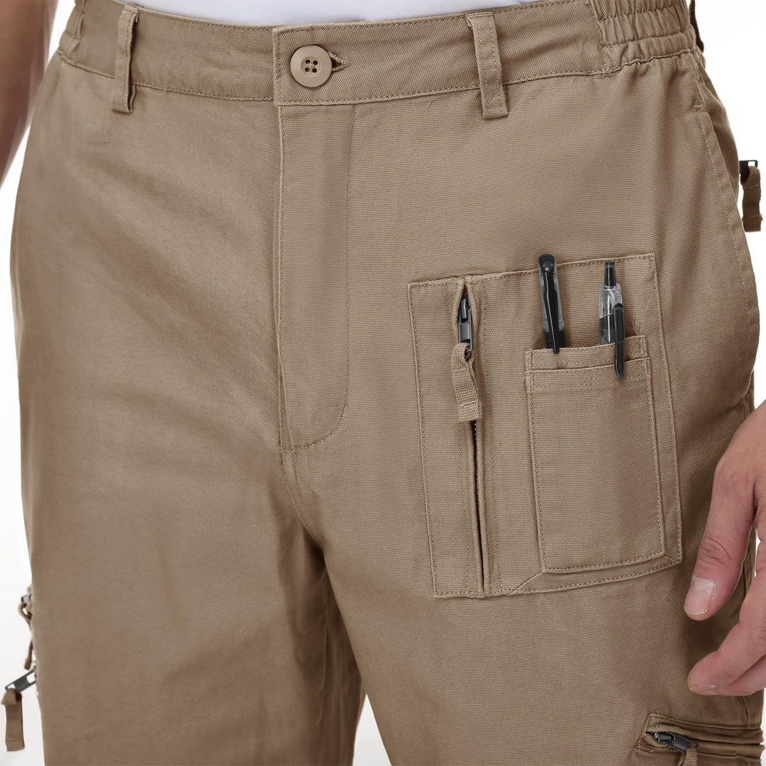Men's Cargo Tactical Pants Military Casual Army Combat Work Pants with Multi Pockets Khaki 32