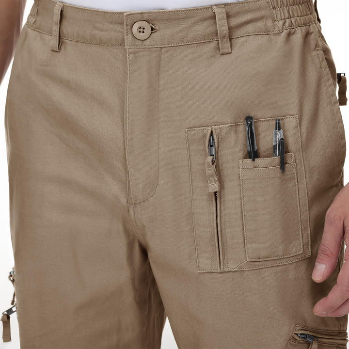 Men's Cargo Tactical Pants Military Casual Army Combat Work Pants with Multi Pockets Khaki 32