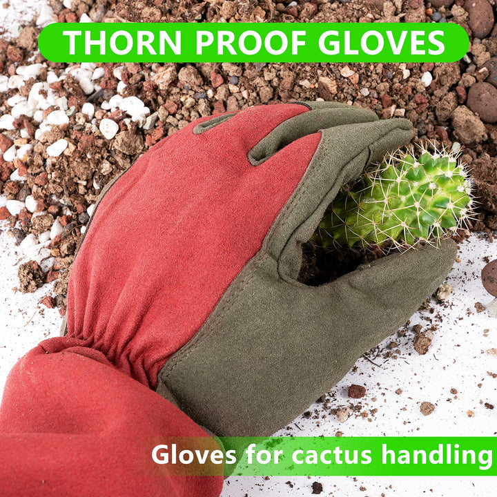 Professional Rose Pruning Thorn Proof Gardening Gloves with Long Forearm Protection for Men and Women (1 Pair) (red, Large)…
