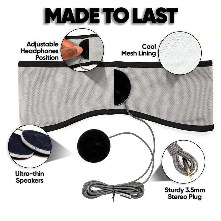 Sleep Headphones - Over Ear Headphones from Ultra Thin Cool Mesh Wired for Side Sleepers, Meditation, Running, Laptop, and Phone - Black