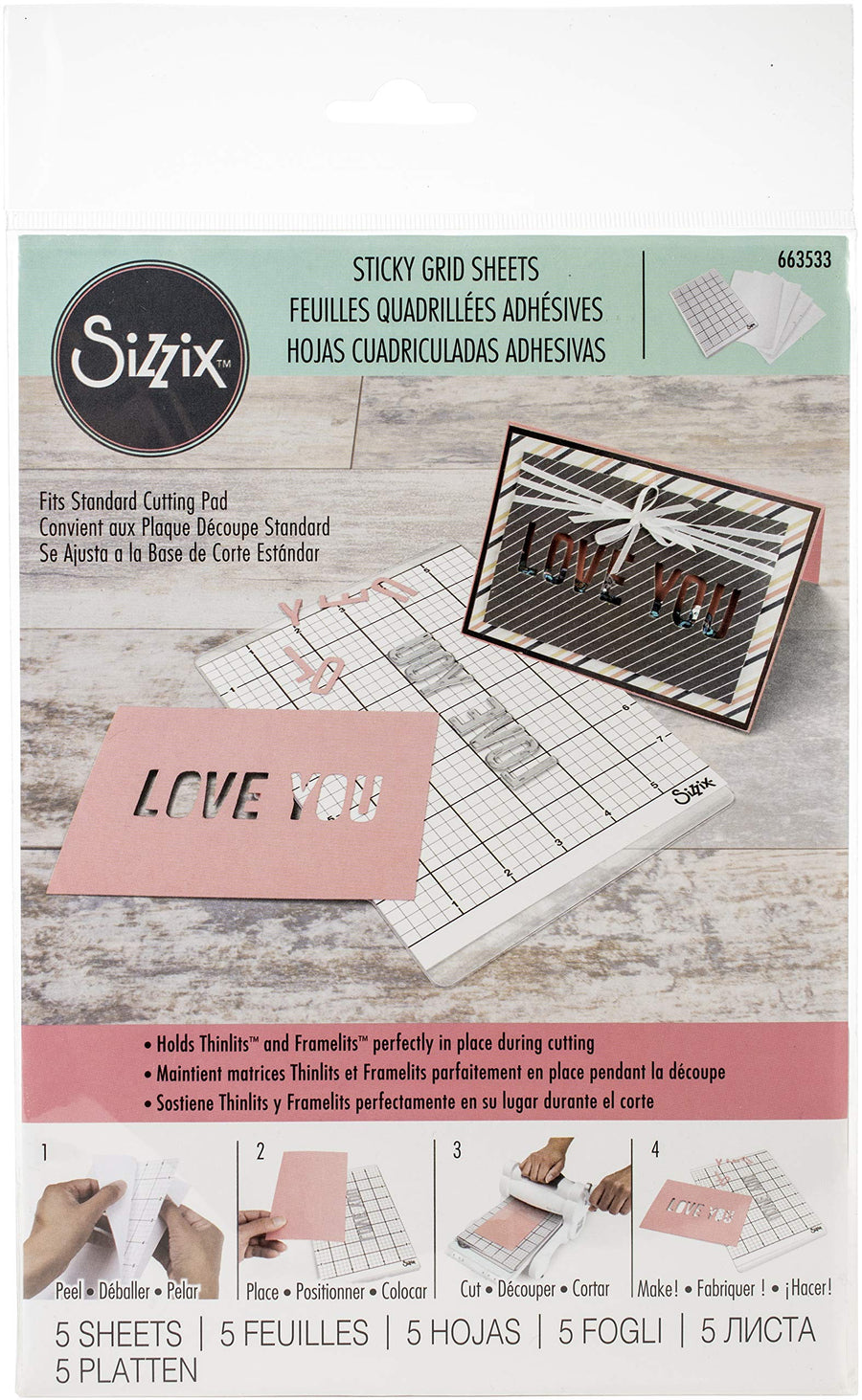 Accessory Sticky Grid Sheets 6 x 8 1/2 5 Pack, Multicolor 5