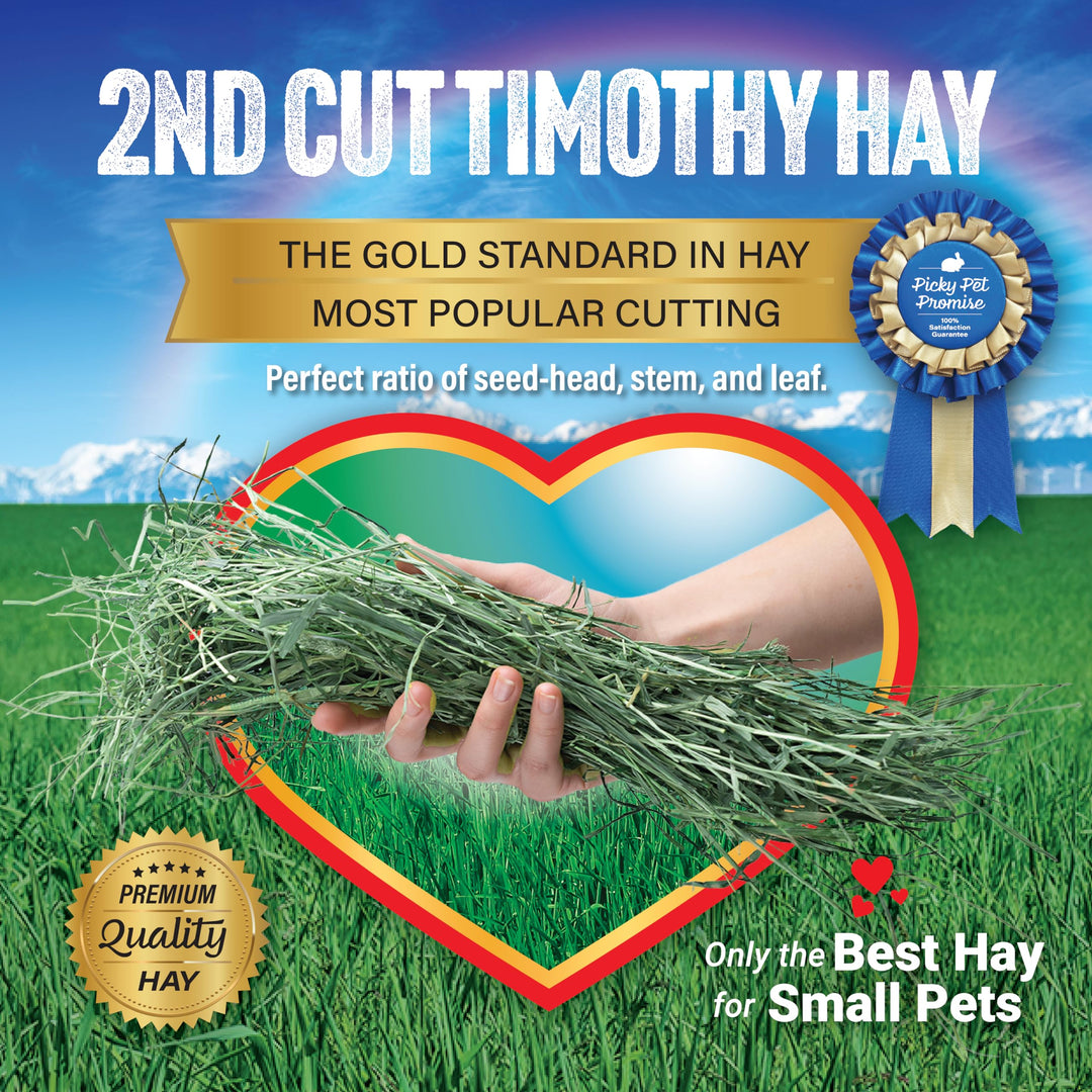 2nd Cutting Perfect Blend Timothy Hay Pet Food for Rabbits, Guinea Pigs, Chinchillas and Other Small Animals, Premium Natural Hay Grown in The US, 25 LB