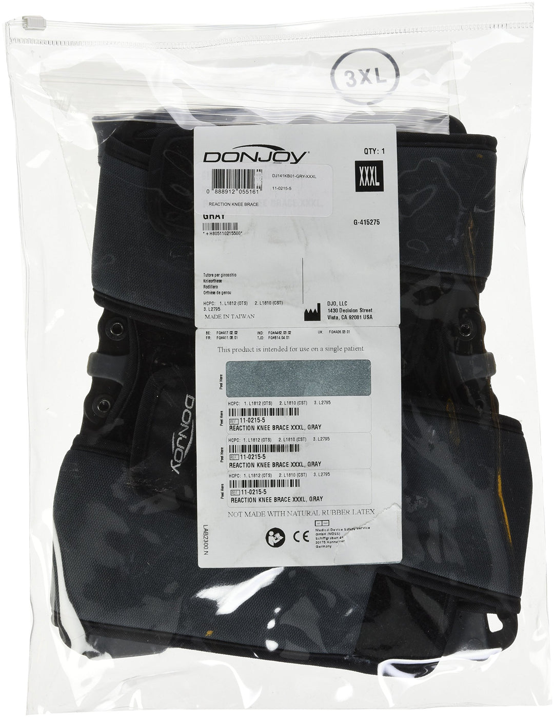 Reaction Web Knee Support Brace with Compression Undersleeve: Grey, 3X-Large