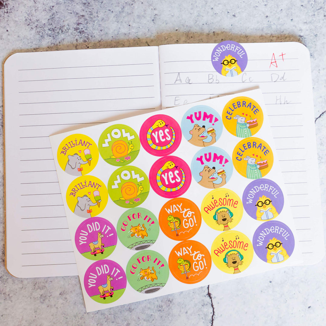 2000 Pack Reward Stickers for Teachers in 20 Unique Designs, Animal Cartoon Motivational Stickers, Fun Motivational Stickers