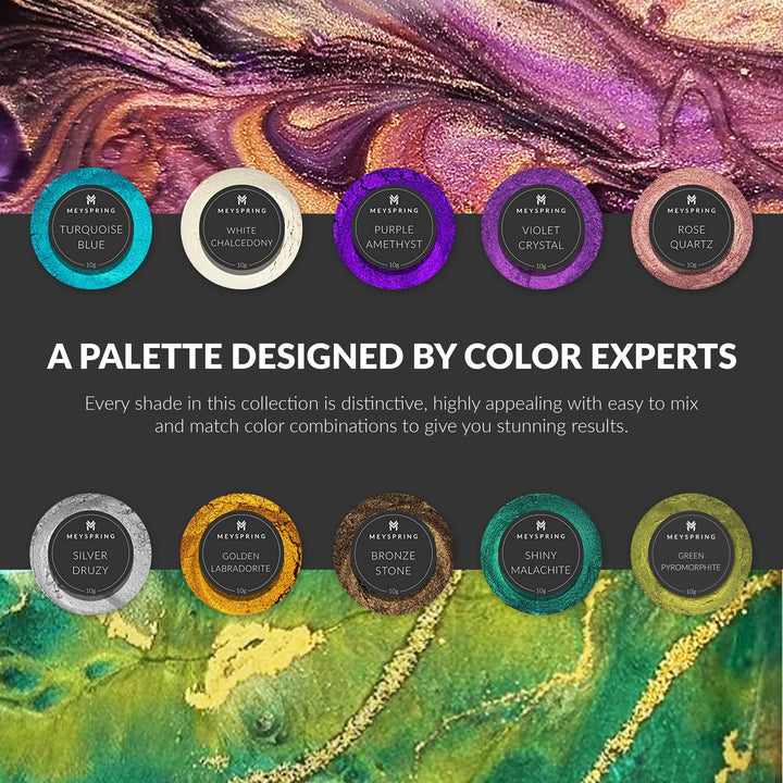 Gemstones Collection Mica Powder for Epoxy Resin - 100g - Epoxy Pigment Colors for Resin Art, Geode Art - Resin Pigment Powder and Cosmetic Grade Mica Powder - Epoxy Resin Pigment Set