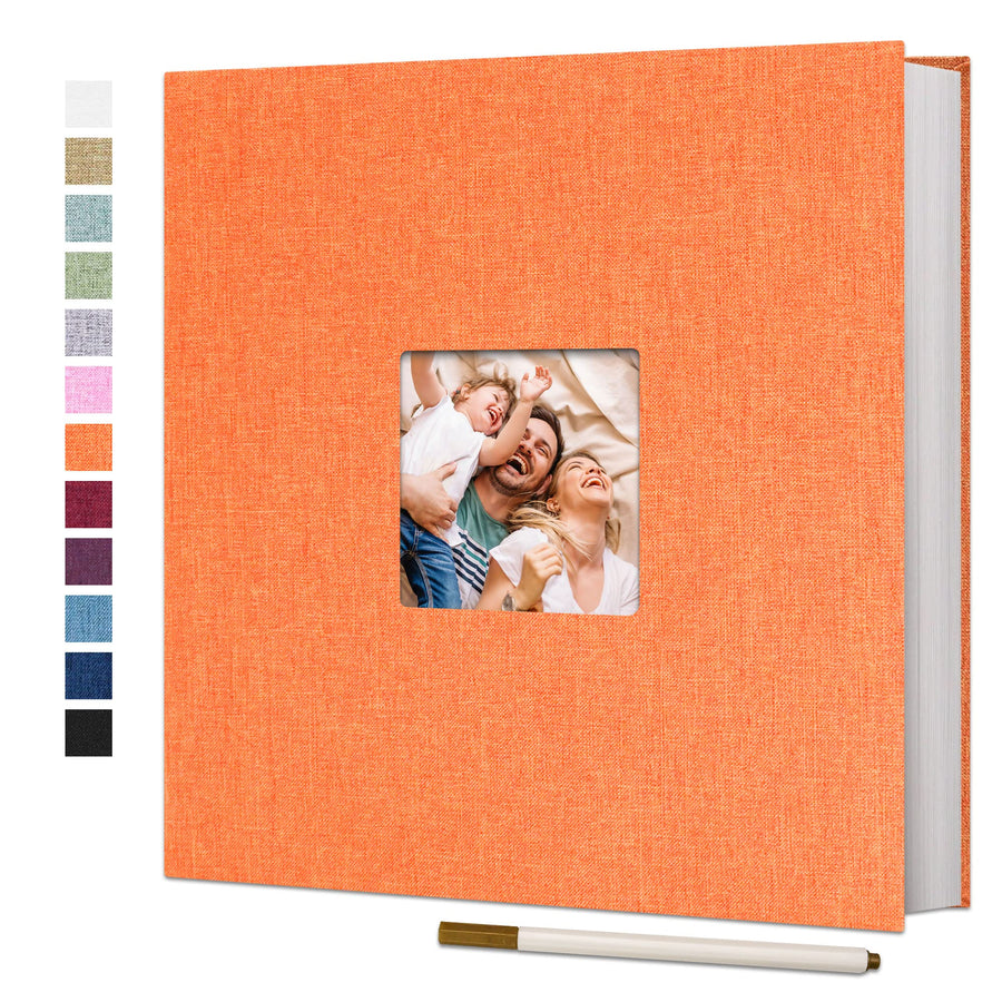 Large Photo Album Self Adhesive for 4x6 8x10 Pictures Linen Scrapbook Album DIY 40 Blank Pages with A Metallic Pen