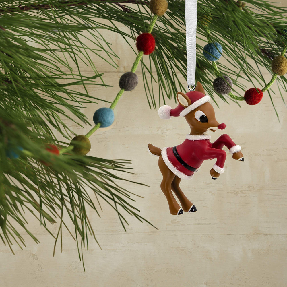 Christmas Ornaments, Rudolph The Red-Nosed Reindeer in Santa Suit Ornament