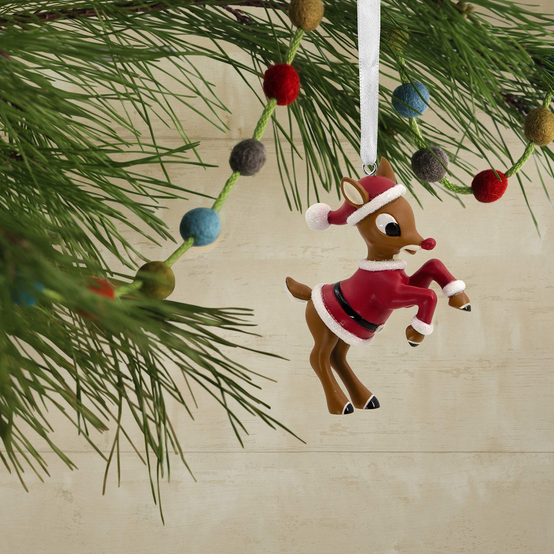 Christmas Ornaments, Rudolph The Red-Nosed Reindeer in Santa Suit Ornament
