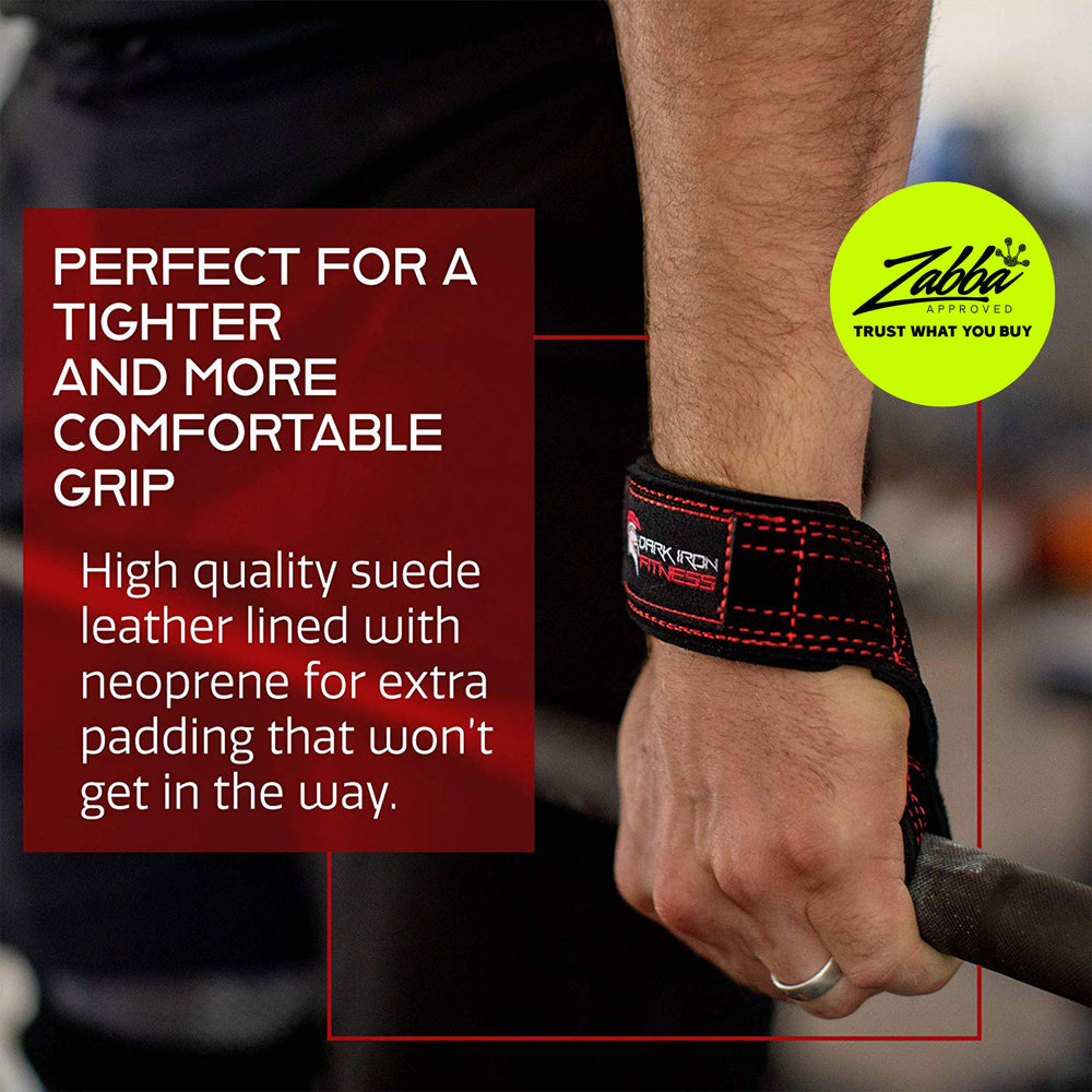 Weightlifting Leather Suede Lifting Wrist Straps Bundle for Men and Women Wraps Weight for a Heavy Powerlifting Grip Hooks with Padded Support