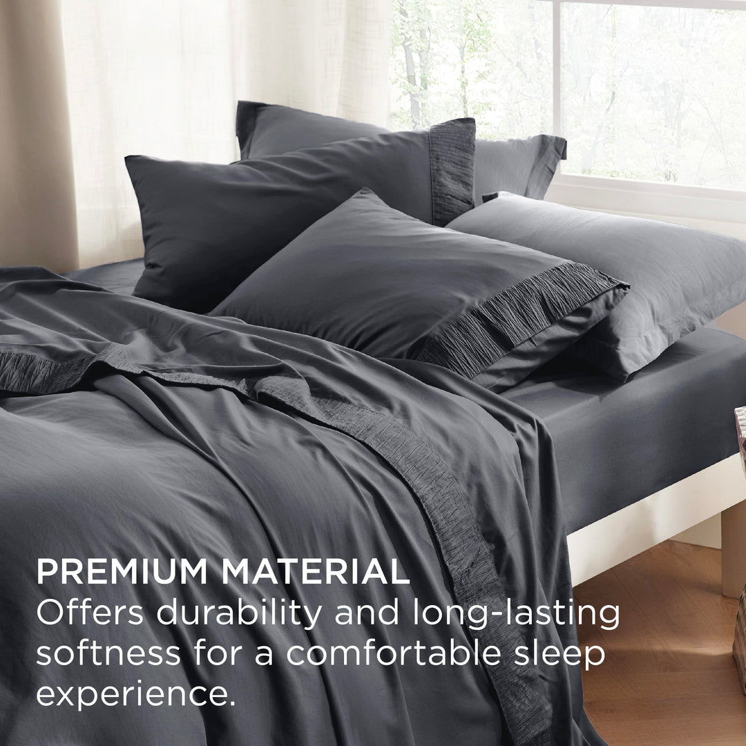 Queen Sheet Set - 4 Pieces Soft Queen Size Sheets - Breathable & Cooling - Hotel Luxury - Easy Care Polyester Microfiber Bedding for Women, Men, Dark Grey