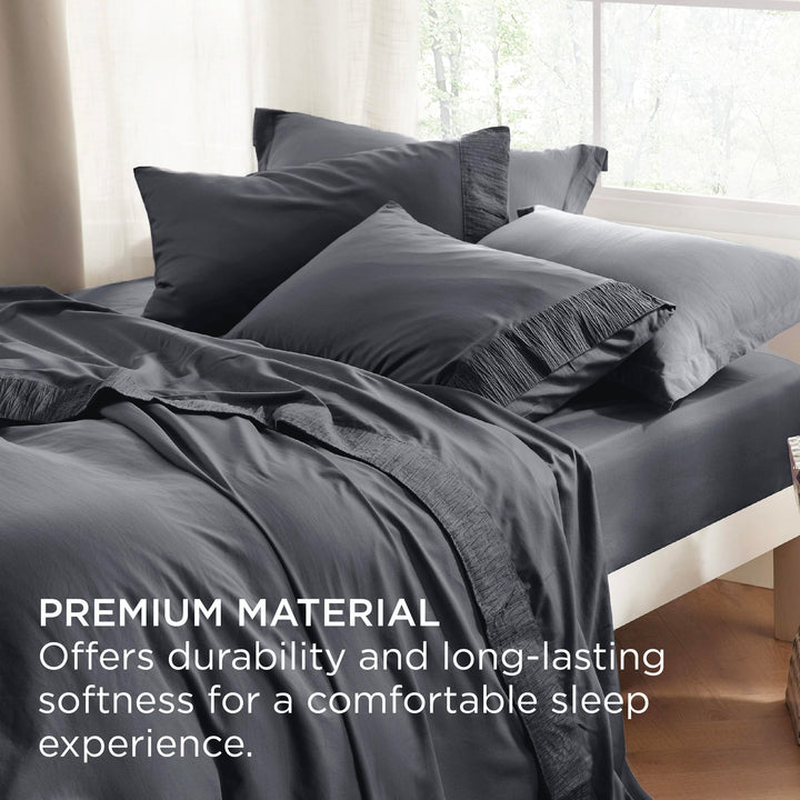 Queen Sheet Set - 4 Pieces Soft Queen Size Sheets - Breathable & Cooling - Hotel Luxury - Easy Care Polyester Microfiber Bedding for Women, Men, Dark Grey