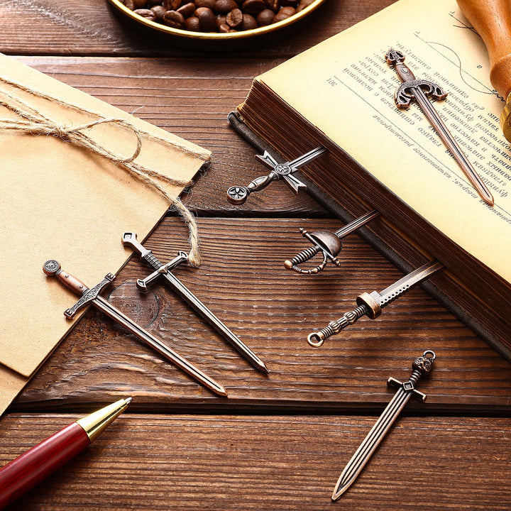 21 Pieces Sword Bookmark Miniature Sword Charms Mini Antique Sword Knife Pendants for Bookmarks DIY Necklace Bracelace Jewelry Making (Red Bronze)