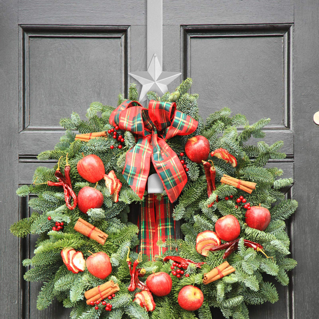 3Pccs Christmas Wreath Hanger Over The Door Metal Wreath Hook Star Christmas Tree Snowflake Hook for Xmas Party Decor Door Wall Home Office, Gold, 15in