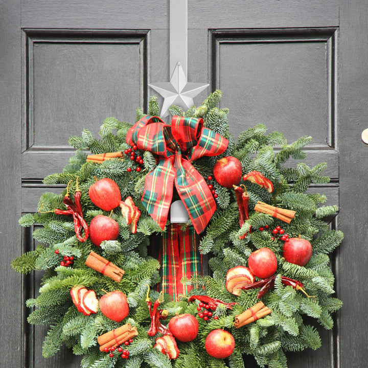 3Pccs Christmas Wreath Hanger Over The Door Metal Wreath Hook Star Christmas Tree Snowflake Hook for Xmas Party Decor Door Wall Home Office, Gold, 15in