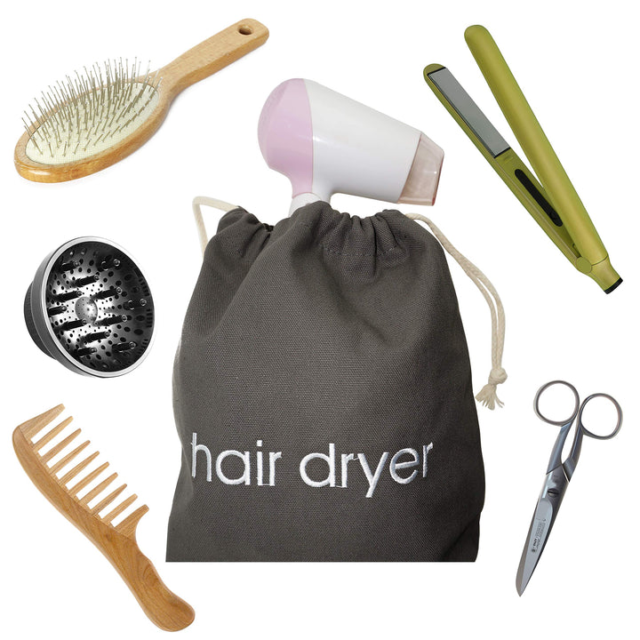 Hair Dryer Bag Cotton Drawstring Hairdryer Storage Container for Makeup Tools, Straightener 11.8 X 13.8 Inch Travel Cotton Organizer Cover for Home, Hotel