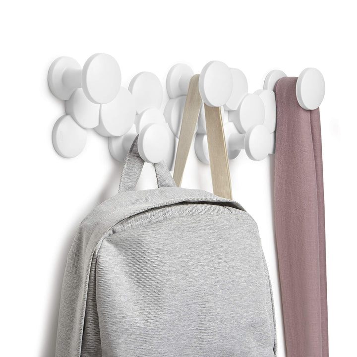 Bubble Multi Modern, Decorative, Space-Saving Coat Hanger 5 Hooks for Hanging Accessories, Etc. -Won’t Snag Clothes, White