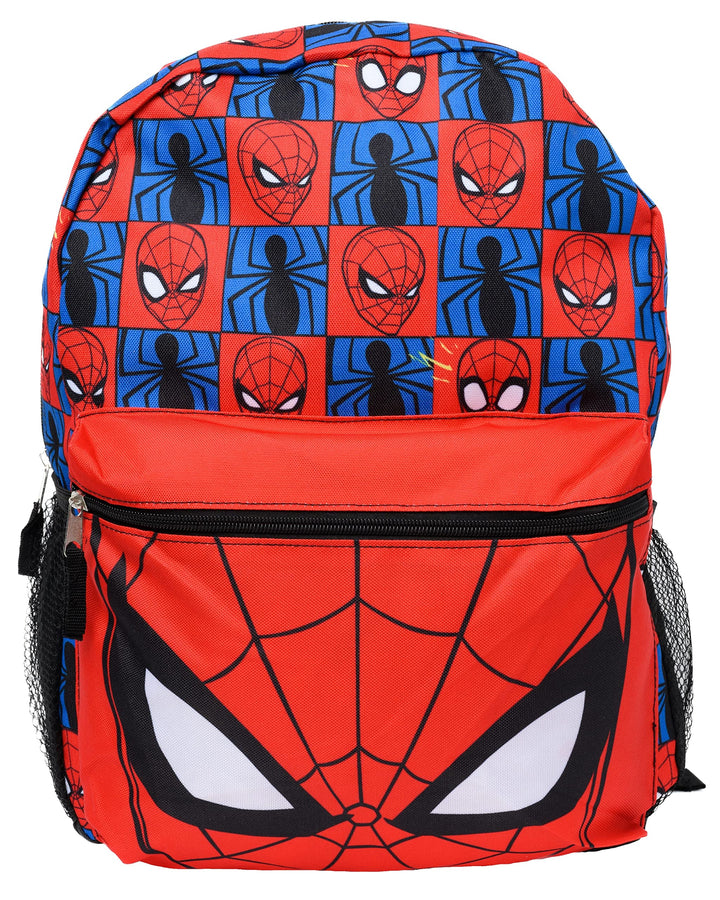 Spider-Man 16 Backpack Cargo Bag All Over Print Side Mesh Pockets Red