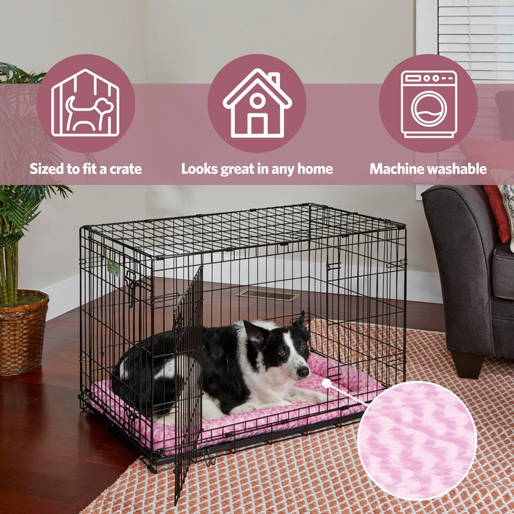 Bolster Dog Bed 30L- Inch Pink Dog Bed or Cat Bed w/Comfortable Bolster | Ideal for Medium Dog Breeds & Fits a 30-Inch Dog Crate | Easy Maintenance Machine Wash & Dry