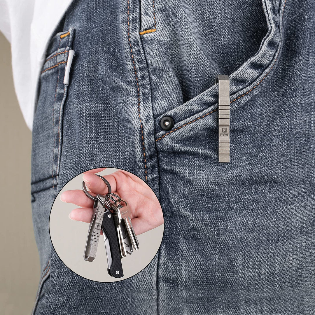 Keychain Clip, Titanium Key Holder with Detachable Keyring for pants, Key Accessory, Gifts for Men Women (25mm Ti Ring)