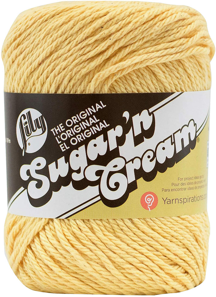 Sugar 'N Cream The Original Solid Yarn, 2.5oz, Medium 4 Gauge, 100% Cotton - Country Yellow - Machine Wash & Dry