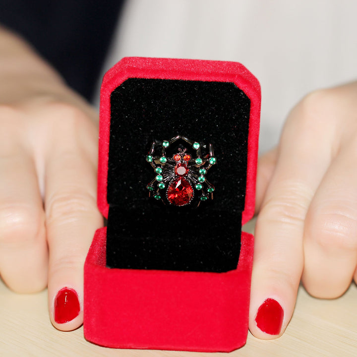 Clearance Halloween Jewelry Gifts Black Spider Rings for Women, Female Fashion Animal Rings (Size 6) Y324
