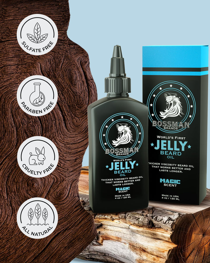Beard Oil Jelly (4oz) - Beard Growth Softener, Moisturizer Lotion Gel with Natural Ingredients - Beard Growing Product (Magic Scent)