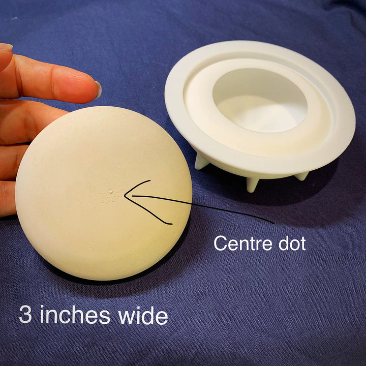 Silicone Mold for Making Art Stones – Design #3 - Round Smooth Shape with inbuilt Centre dot is Ideal for Rock Painting Art, Mandala Crafts and Dotting – - Cement Gypsum Casting