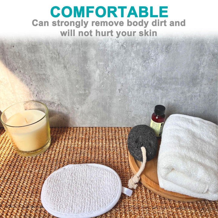 Mr.Cui'shop 6 Pcs/Set 4.3×5.7 Natural Exfoliating Face Body Pad Loofah Sponge Facial Brush - Shower Scrubber - Body Bath Spa For Men & Women, Renewable Resource (100% Cotton Terry) Pack Of 6