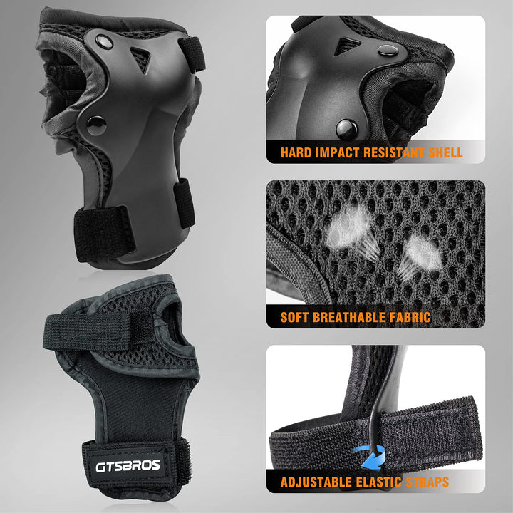 Knee Pads for Kids Knee Pads and Elbow Pads 6 in 1 Protective Gear Set with Wrist Guard for Boys Girls Skateboarding Inline Roller Skating Cycling Scooter(Black)
